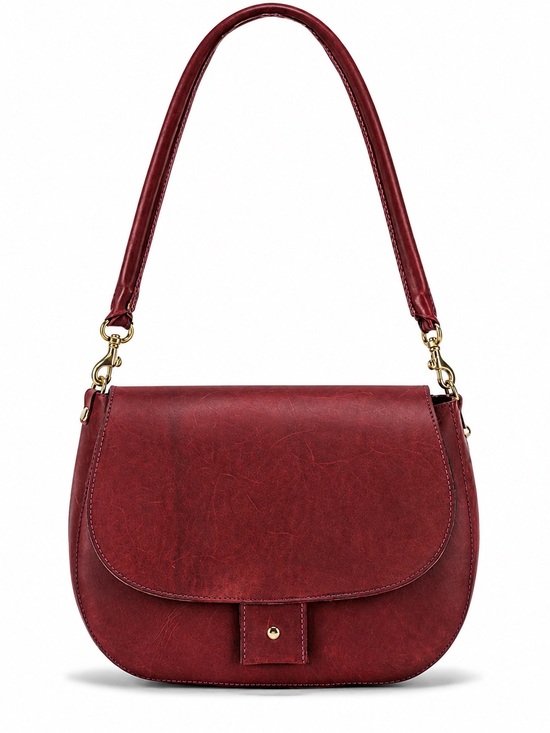 Clare V Handbags - Clare V Herieth Boho Shoulder Bag Distressed Leather w/ Gold Hardware Red Purse